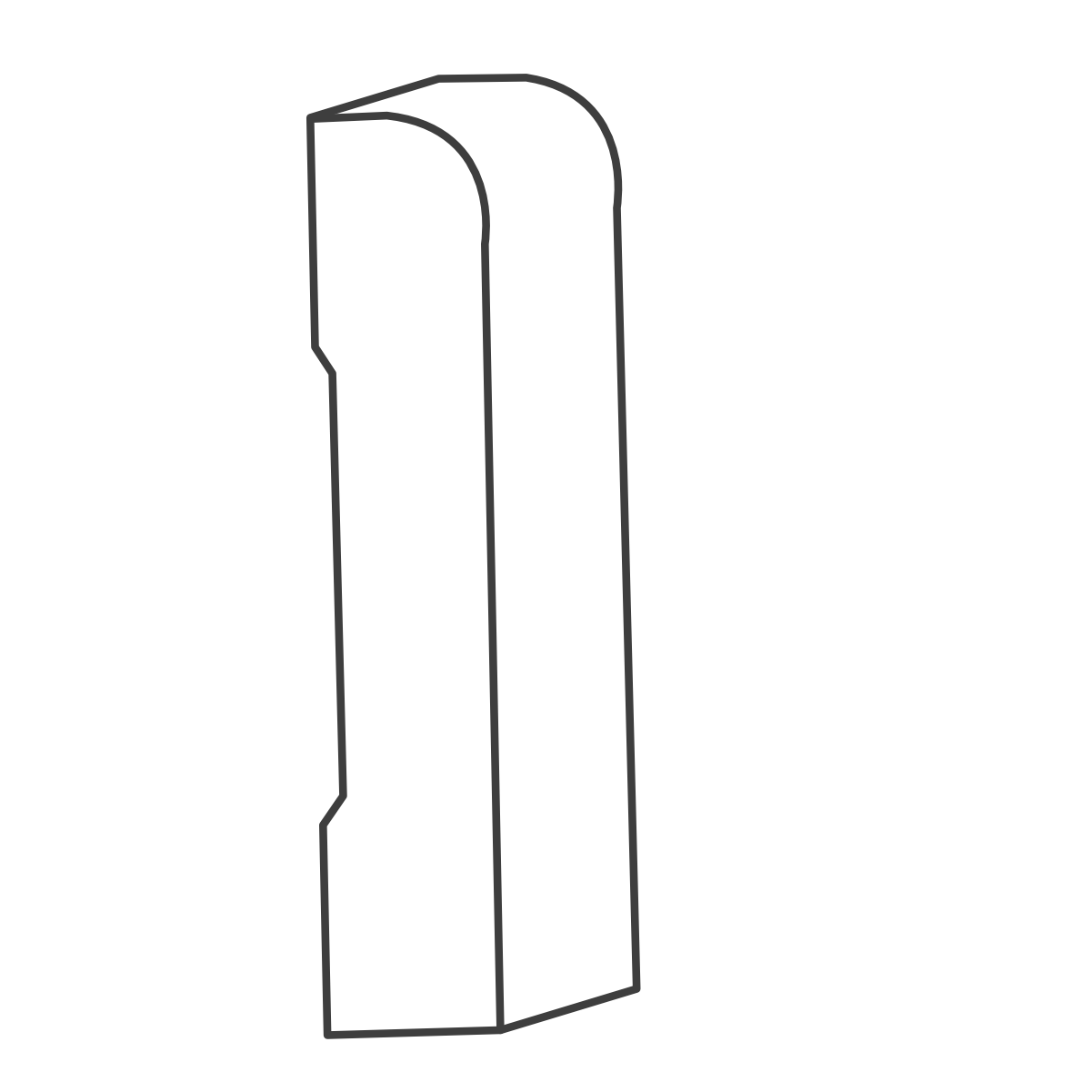 base moulding line art with a notch on one side and rounded top