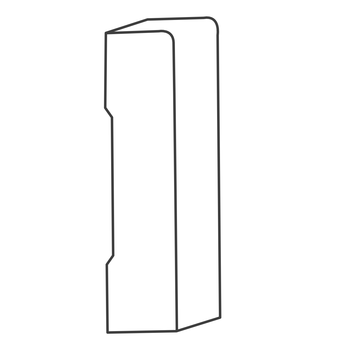 base moulding line art with rounded, square top and indented sides.