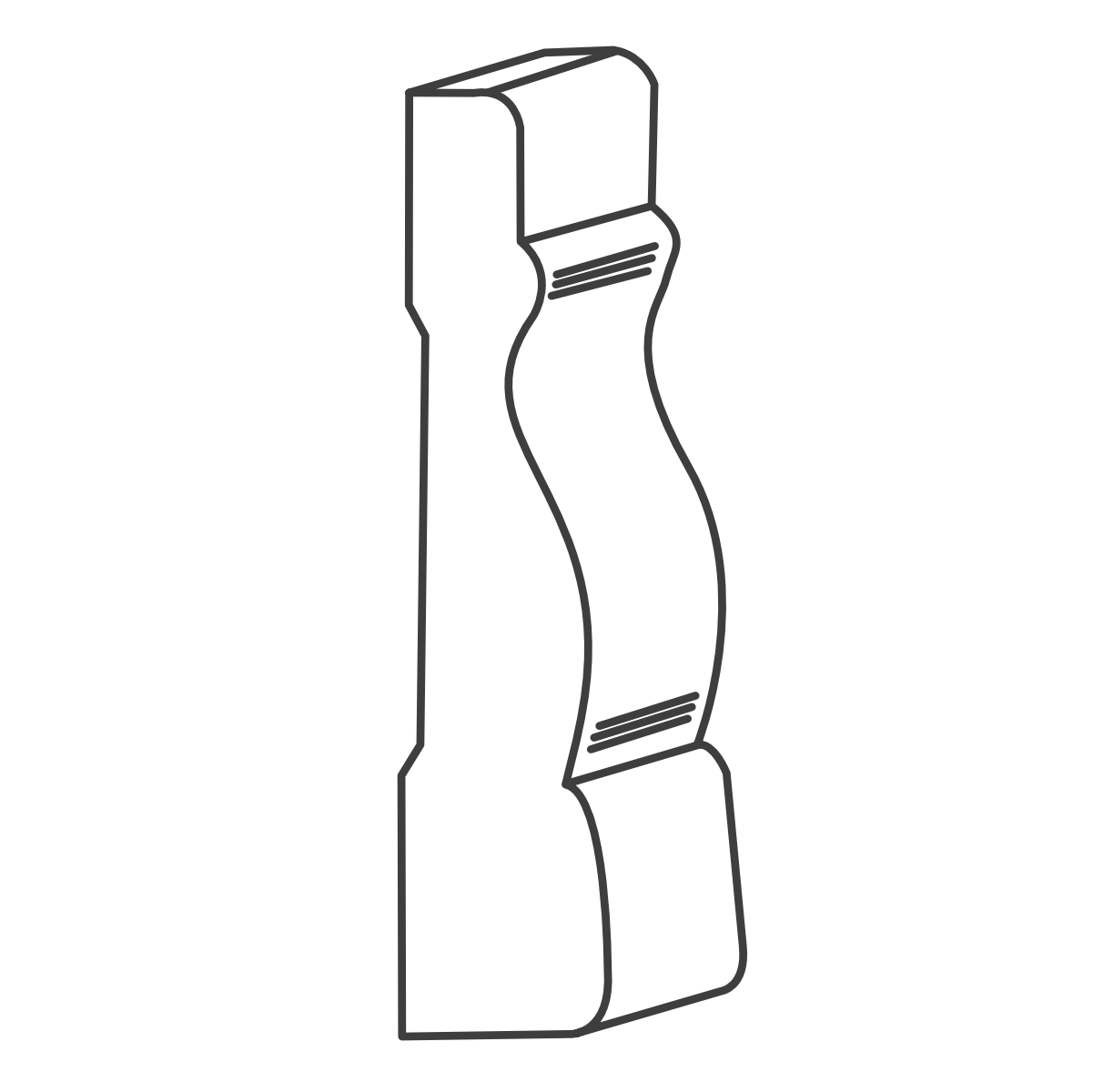 case moulding line art of curved shape with decorative details.