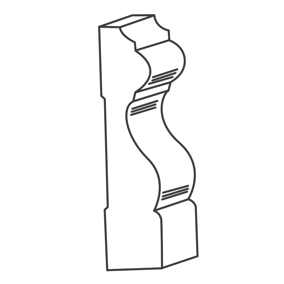 specialty case moulding line art with multiple little curves and angles