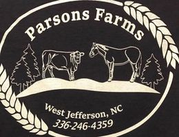 A logo for parsons farms in west jefferson nc