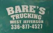 The logo for bare 's trucking west jefferson is on a green background.