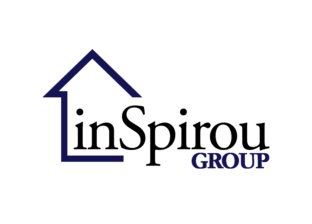 The logo for inSpirou Group features a dark blue house outline merged with the text