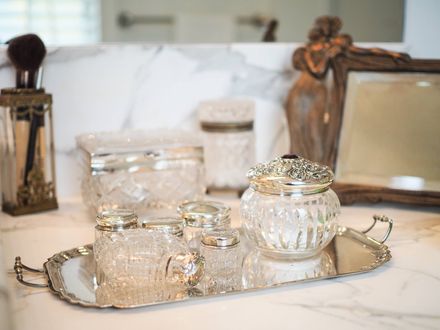 tray with pretty jars on it