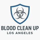 Logo for Blood Clean Up Los Angeles, a shield with biohazard symbol.