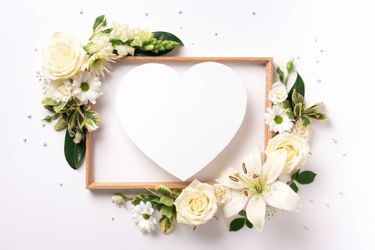 White floral frame with heart symbolizing love and remembrance for funeral planning Santee