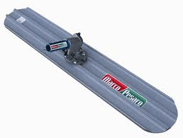 Gray concrete bull float with a handle, used for smoothing concrete.