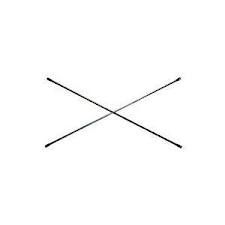 Two black diagonal lines crossing in the center, forming an 