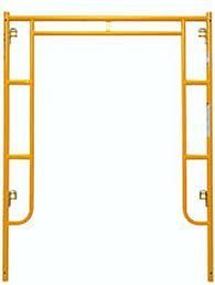 Yellow scaffolding frame, used for construction or support.