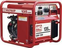 Red Multiquip GAW-135H welder with a protective cage.