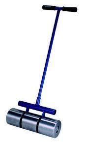 Hand roller with a blue handle and two silver rollers for smoothing surfaces.