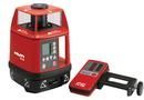 Red rotary laser level with remote control.