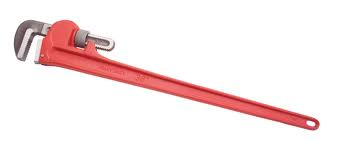Red pipe wrench on a white background.