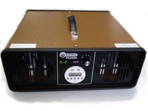 Brown and black air purifier with digital timer and control dial.