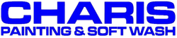 Logo reading &ldquo;CHARIS Painting & Soft Wash&rdquo; in blue text on white background