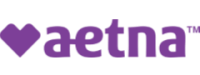 Aetna logo: Purple heart symbol followed by the word 