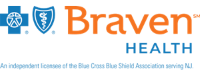 Braven Health logo with two blue shield symbols and orange text. 