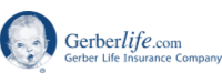 Gerber Life Insurance logo featuring the iconic Gerber baby in a blue circle, with company name and website below.