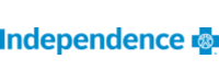 Logo for Independence Blue Cross, blue text and cross icon.