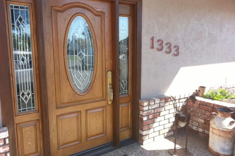 Entry door staining
