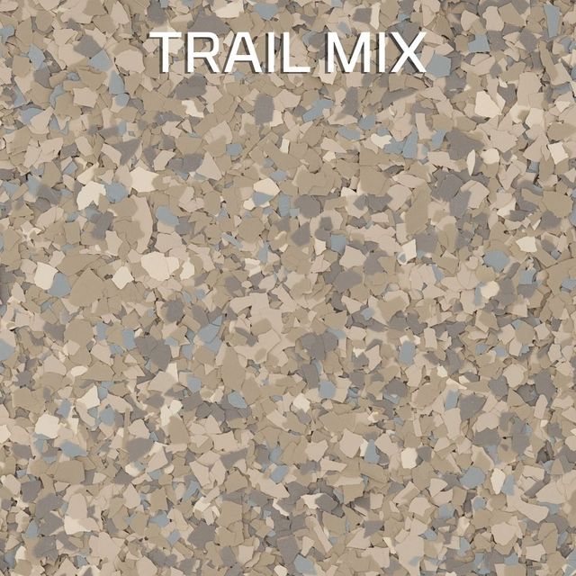 A close up of a carpet with the words trail mix written on it.