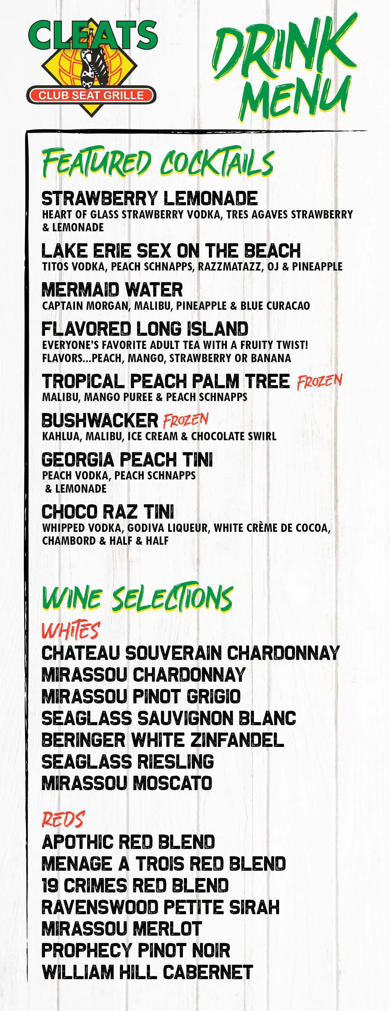 Cleats Menu Best Wings Marblehead Ohio Best Burgers