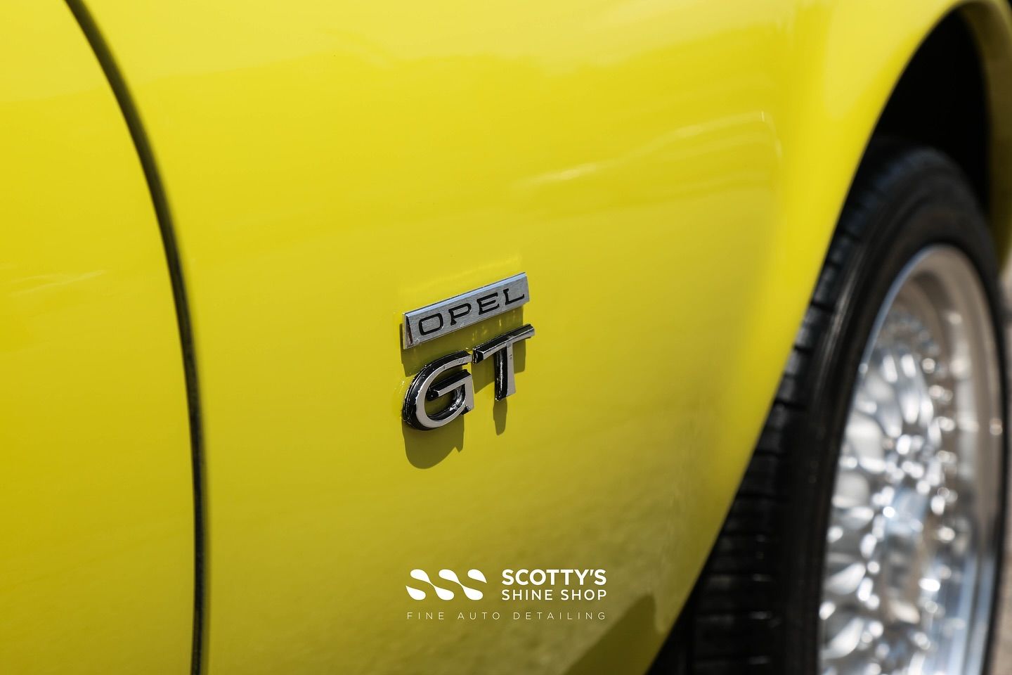 1970 Opel GT Paint Correction , Modesta BC-X Ceramic Coating side emblem close up London, Canada