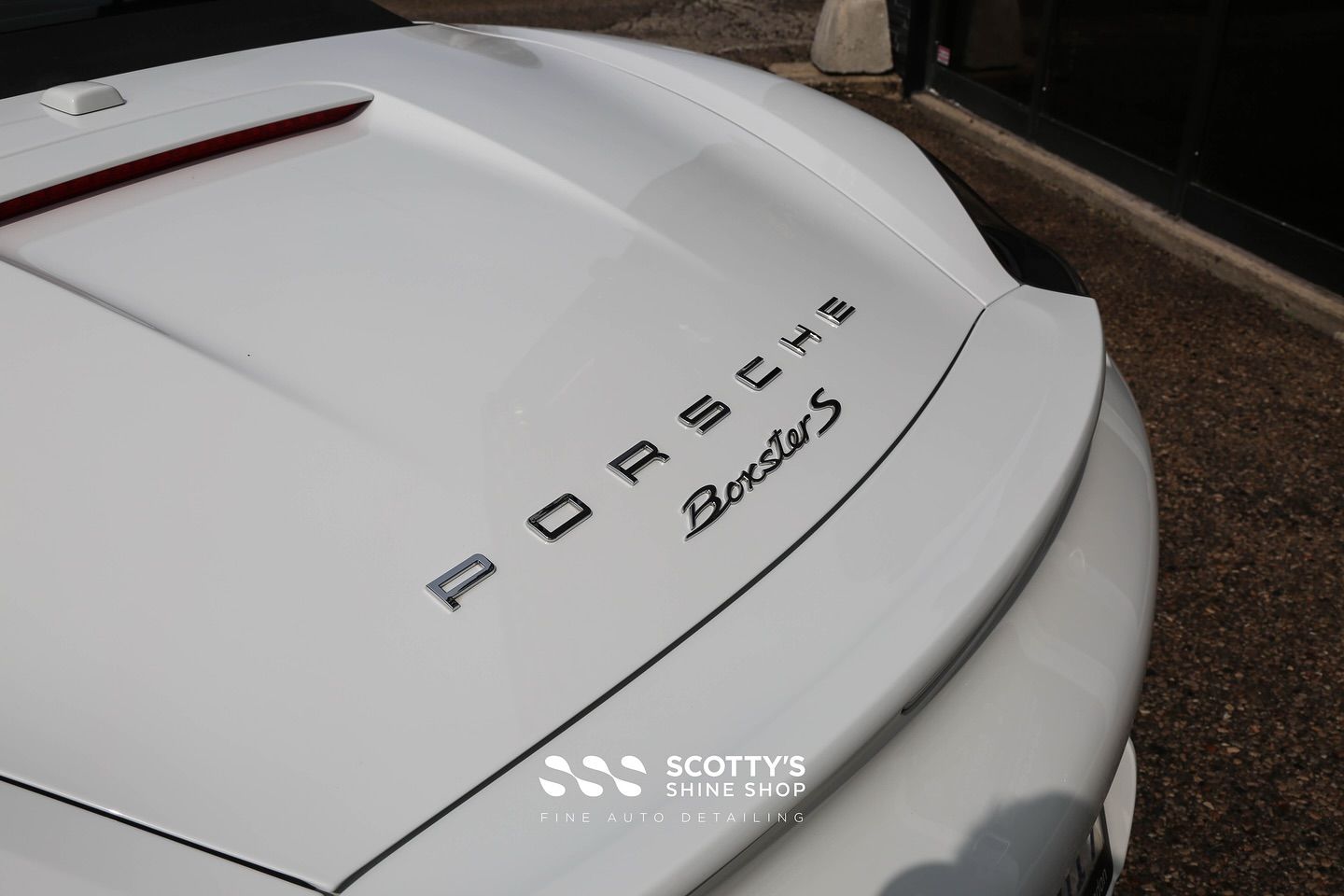 2014 Porsche Boxster Premium SunTek Ultra Paint Protection Film, Full Paint Correction, Modesta BC-X Ceramic Coating, LLumar Formula 1 Ceramic Window Tint rear view close up London, Canada