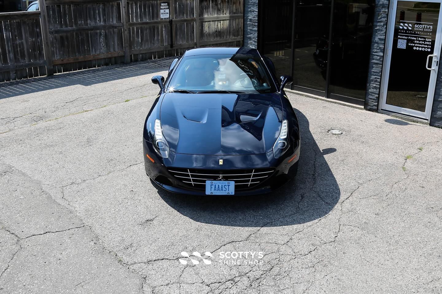 2015 Ferrari California T Xpel Ultimate Plus Paint Protection Film and Ceramic Coating front hood view from above London, ON