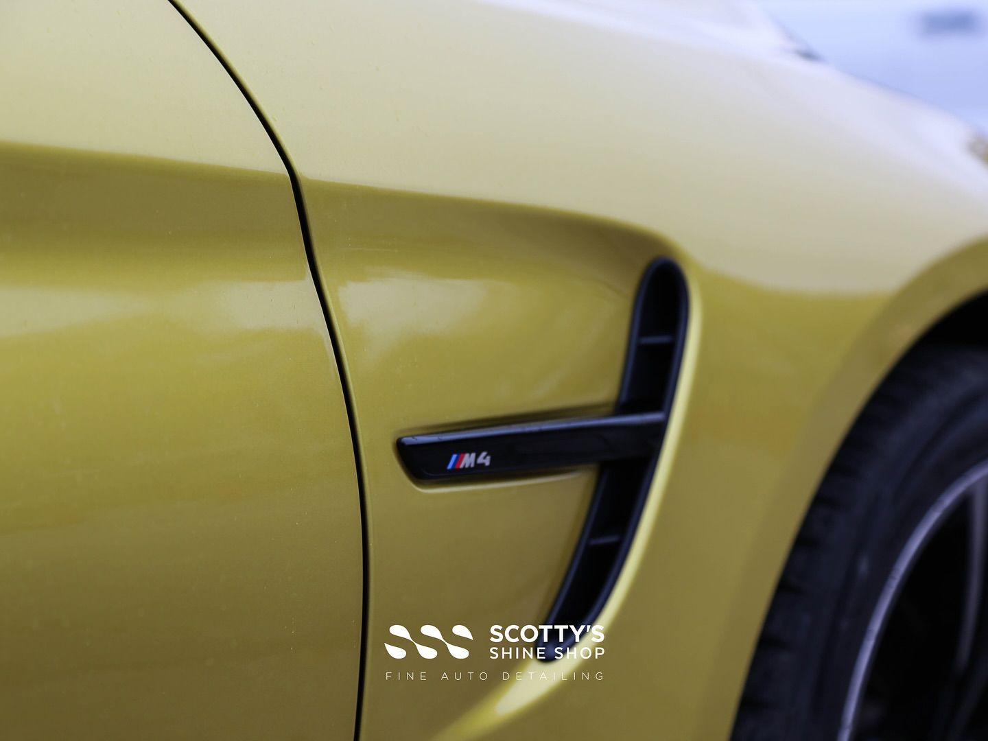 2016 BMW M4 Premium Suntek Ultra Paint Protection Film emblem close up London, Ontario Canada