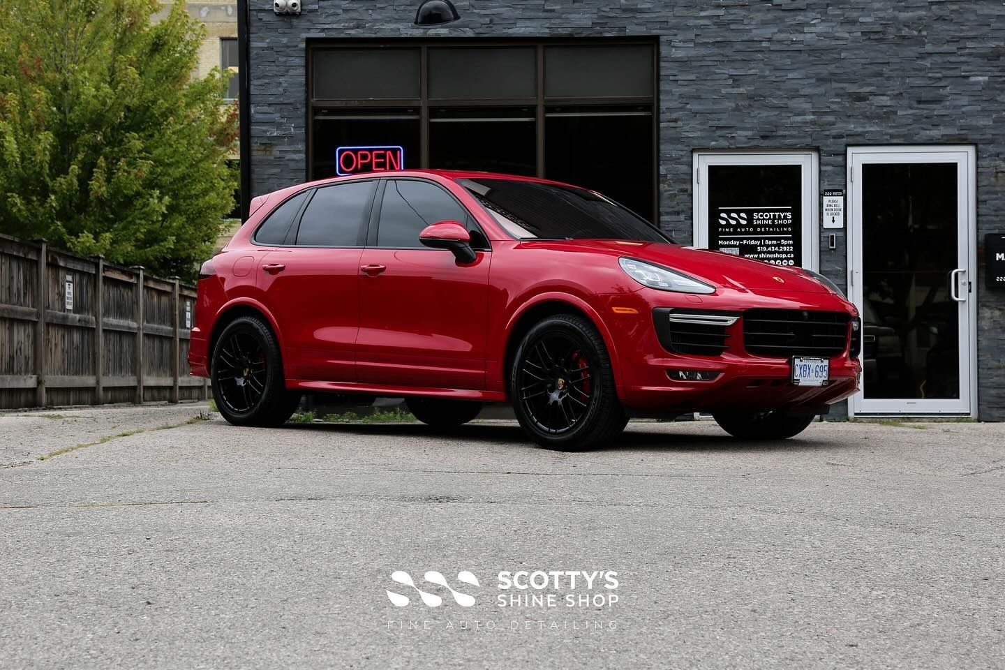 2016 Porsche Cayenne GTS Xpel Ultimate Plus Paint Protection Film on the Front End and Ceramic Coating side view London Ont