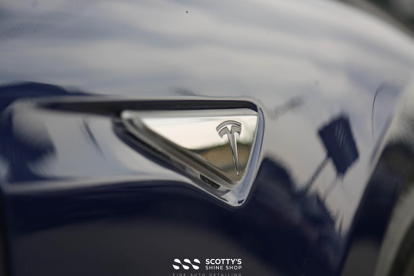 2016 Tesla Model S Xpel Fusion Paint Protection Film emblem close up London on