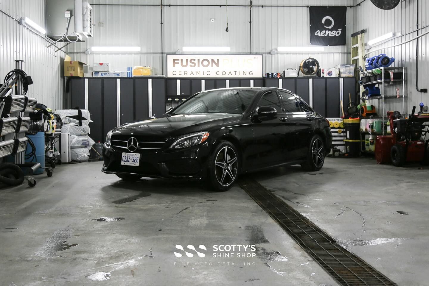 2017 Mercedes C300 4Matic Paint Correction, Paint Touch Up, Full Front End Paint Protection Film and Xpel Fusion Premium Ceramic Coating London, Canada