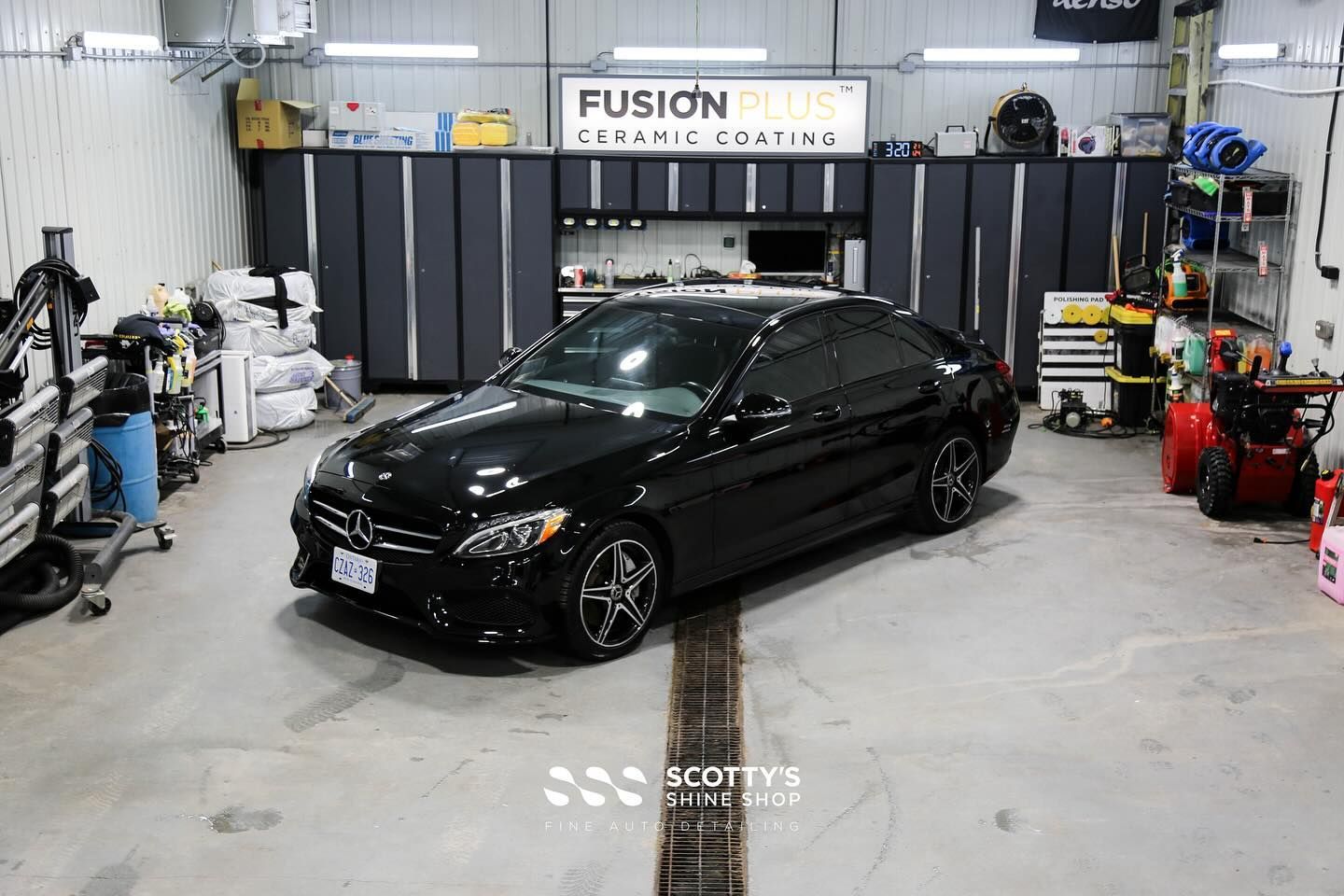 2017 Mercedes C300 4Matic Paint Correction, Paint Touch Up, Full Front End Paint Protection Film and Xpel Fusion Premium Ceramic Coating Ldn, Ont Canada