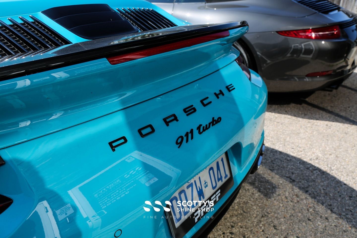 2017 Porsche 911 Turbo Premium LLumar Formula 1 Pinnacle Ceramic Window Tint rear view emblem close up London, Ontario