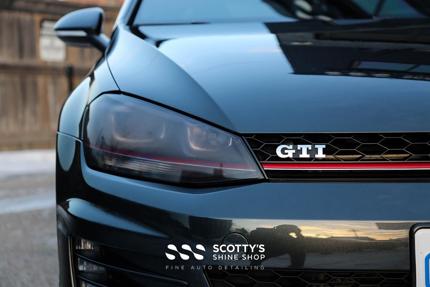 2017 VW GTI Light Polish, Ceramic Coating and Xpel Prime XR Plus Ceramic Window Tint front headlight close London, Ontario Canada