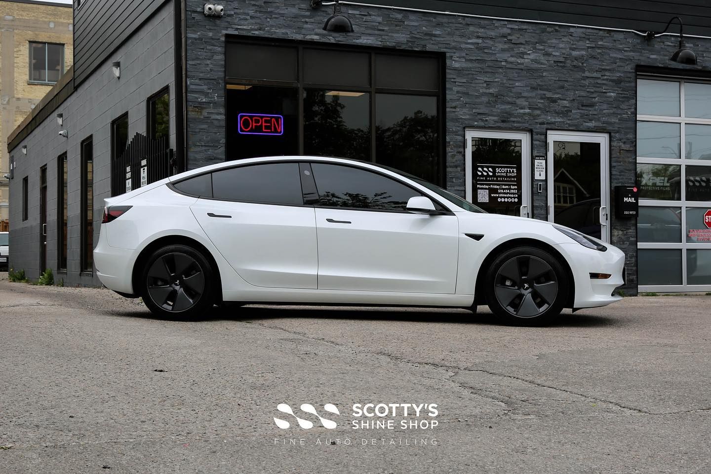 2021 Tesla Model 3 Paint Touch Ups, Paint Correction, Xpel Ultimate Plus Paint Protection Film, Xpel Prime XR Plus Window Tint and a Ceramic Coating London, Canada