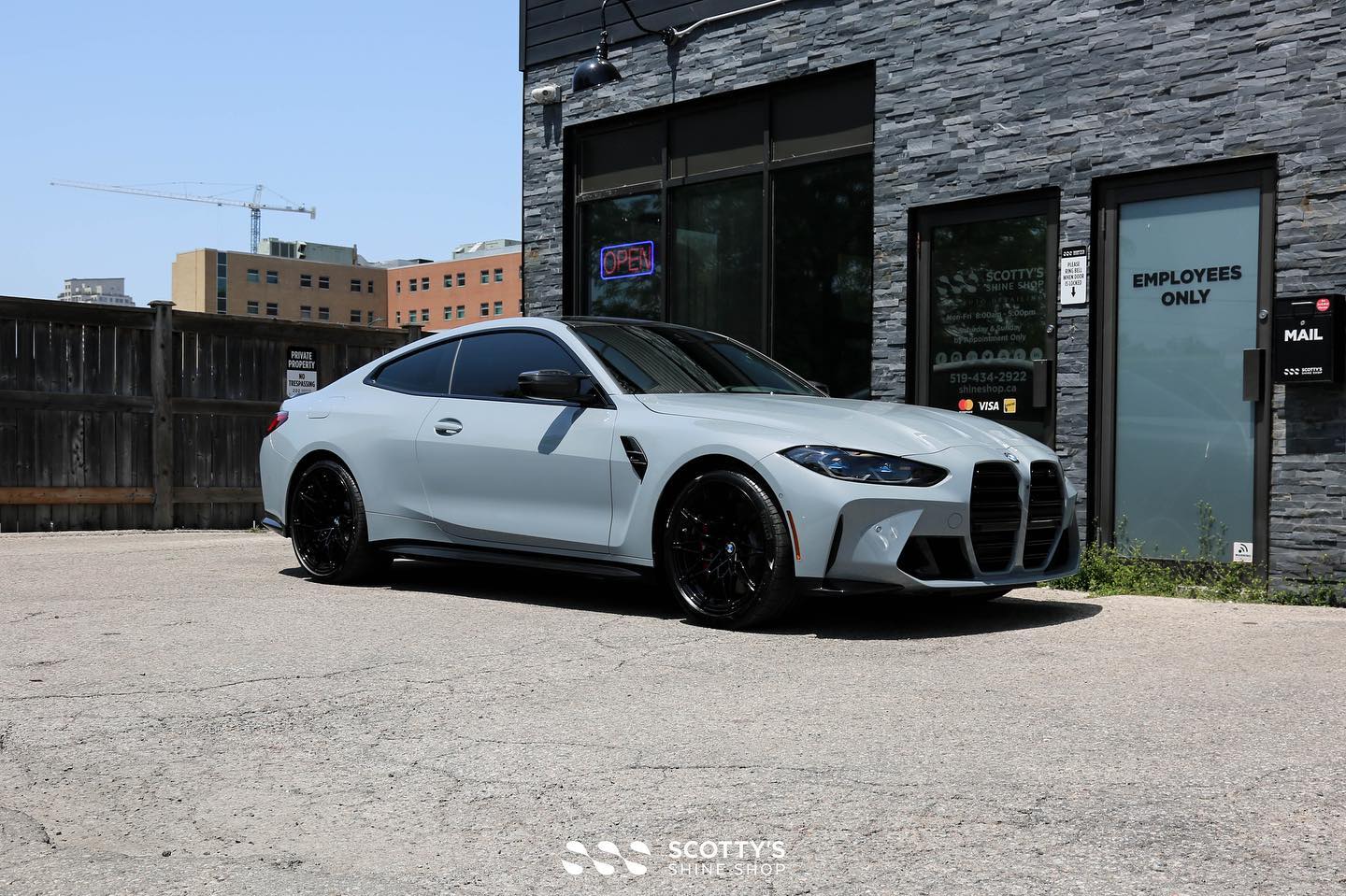 2022 BMW M4 Xpel Prime XR Ceramic Window Tint, Xpel Ultimate Plus Paint Protection Film, Gtechniq Crystal Serum Ultra Ceramic Coating London Ontario Canada