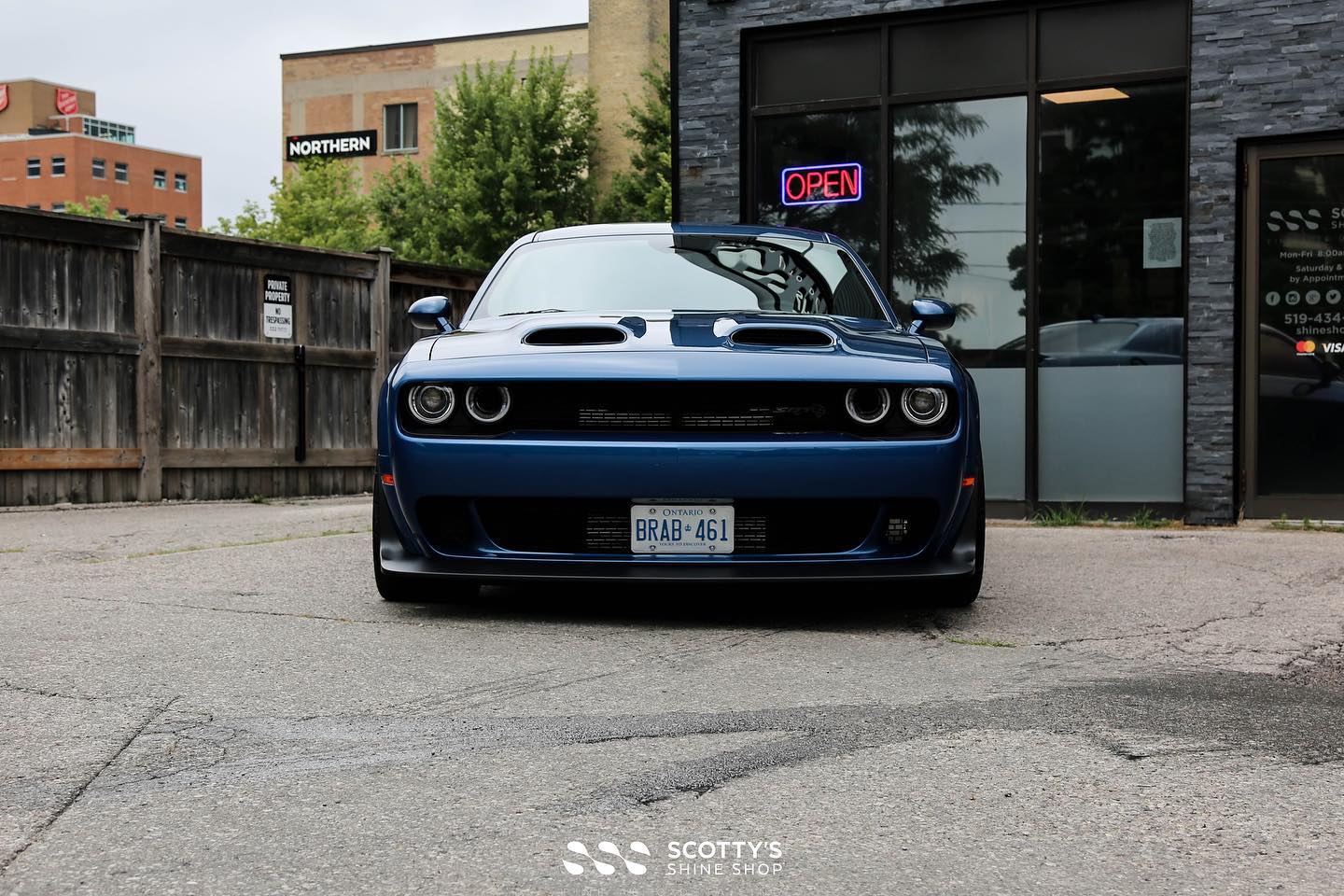 2022 Dodge Challenger SRT Super Stock Xpel Ultimate Plus Paint Protection Film, Xpel Prime XR Plus Window Tint, Paint Correction, Gtechniq Crystal Serum Ultra Ceramic Paint Coating front view  London ont
