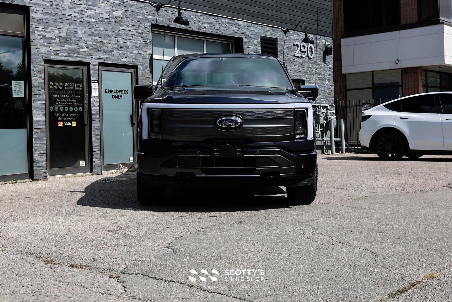 2022 Ford Lightning Xpel Ultimate Plus Paint Protection Film, Prime XR Plus Ceramic Window Film and Gtechniq Crystal Serum Ultra Ceramic Coating front end view London, Ontario Canada