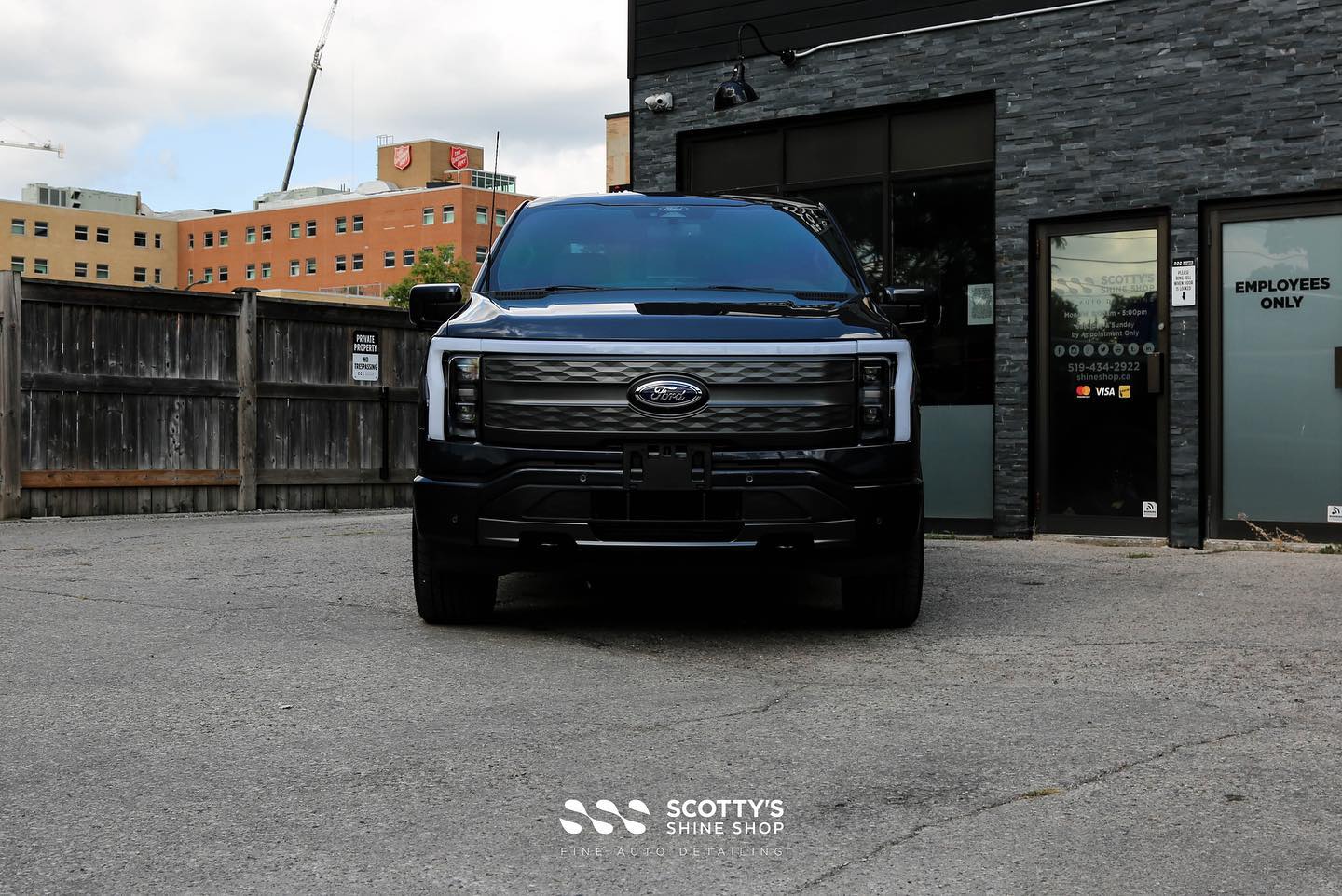 2022 Ford Lightning Xpel Ultimate Plus Paint Protection Film, Prime XR Plus Ceramic Window Film and Gtechniq Crystal Serum Ultra Ceramic Coating front view London, Ontario