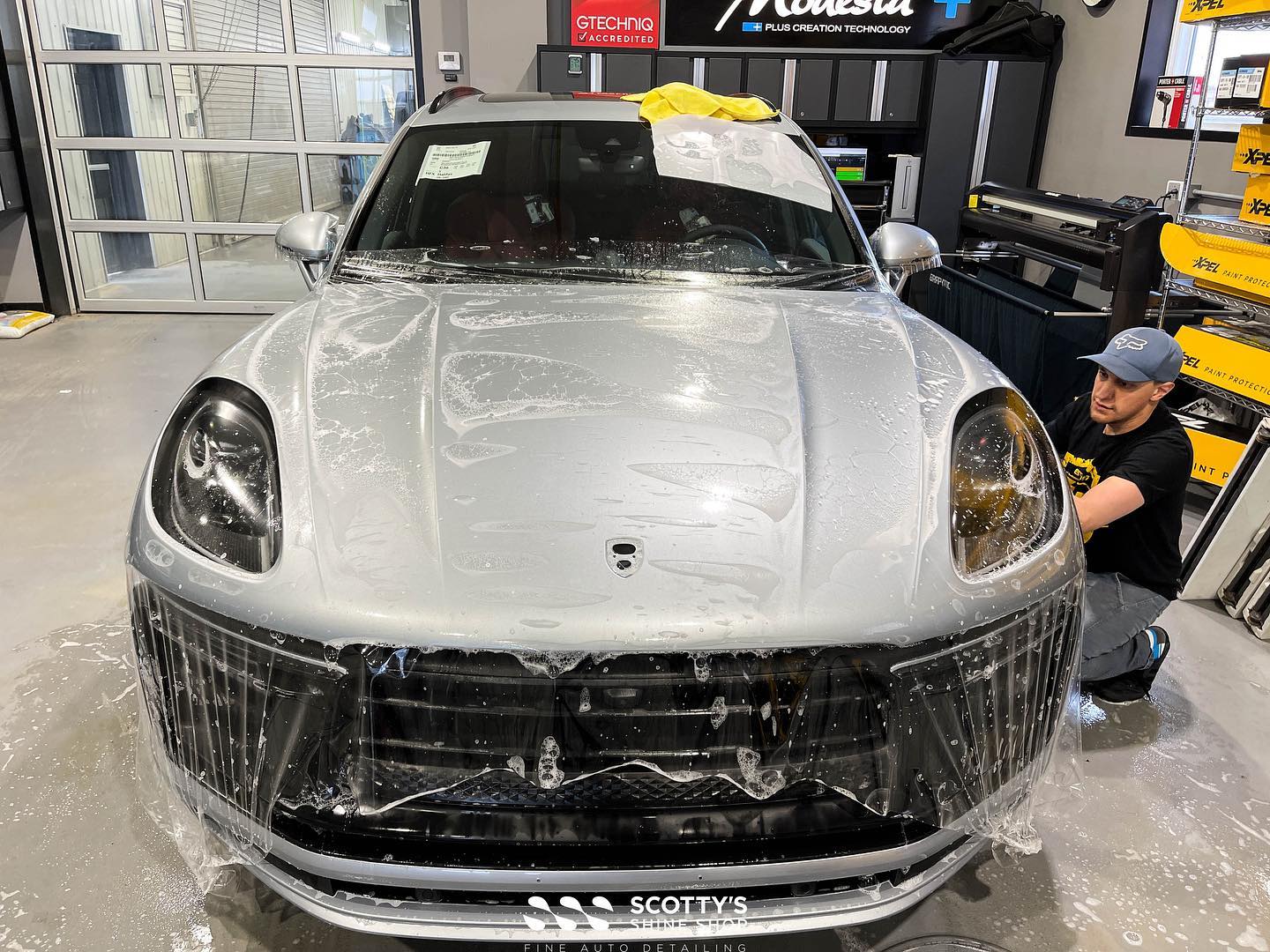 2022 Porsche Macan GTS Xpel Ultimate Plus paint protection film installation shot London Ontario