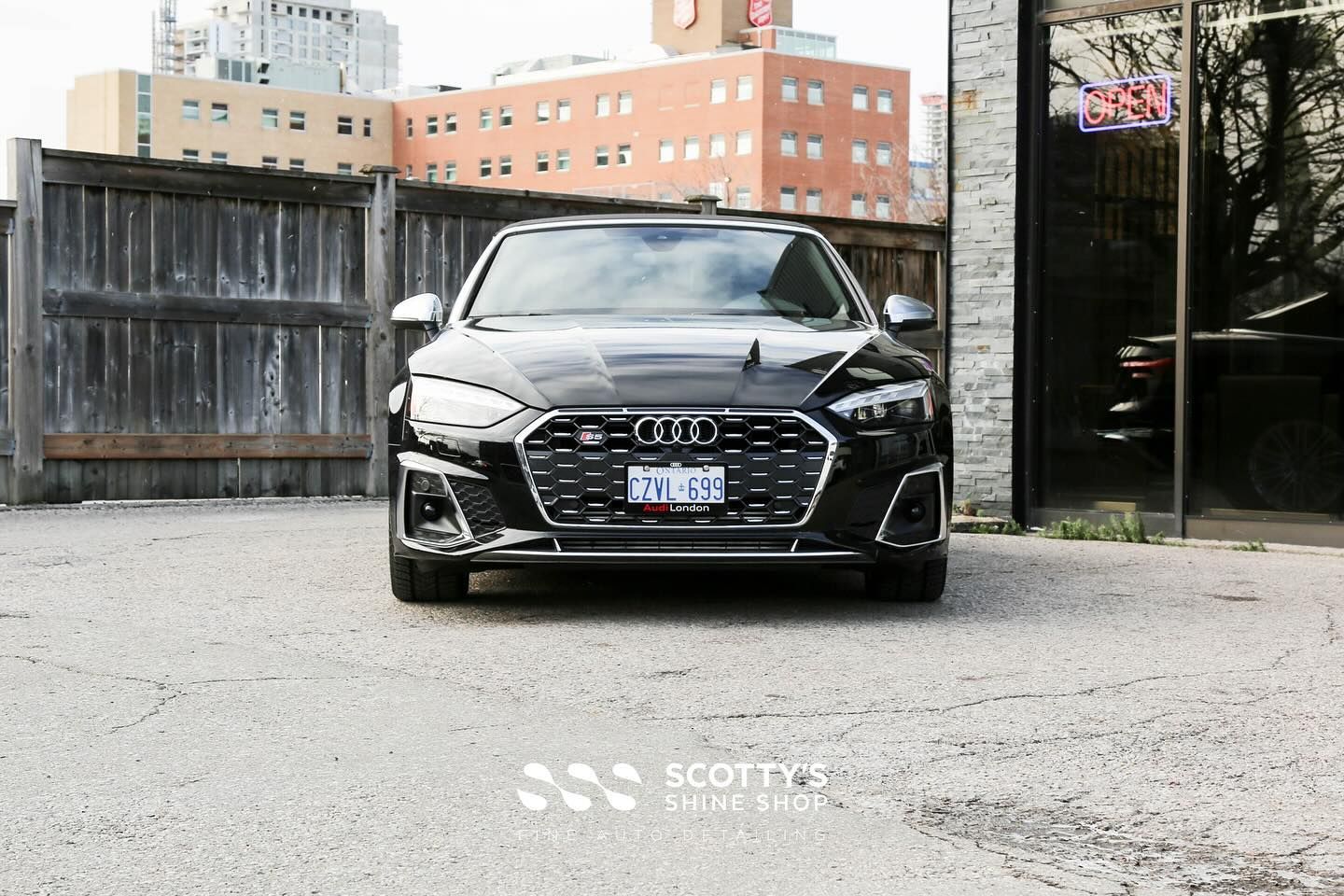 2023 Audi S5 Cabriolet Interior Detail and Xpel Prime CS Window Tint front end view London, Ontario