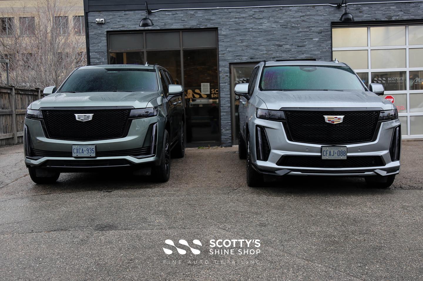 2023 Cadillac Sport Platinum and 2023 Cadillac Escalade V series Window Tint, Paint Protection Film, Ceramic Coatings front end view London, ON