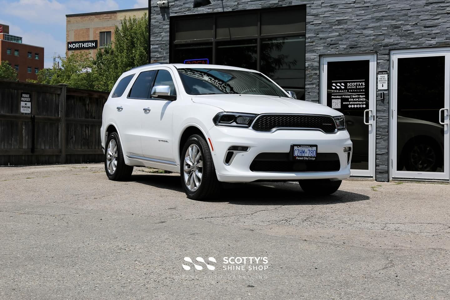 2023 Dodge Durango at the shop for a light paint correction and Modesta BC-X ceramic coating.