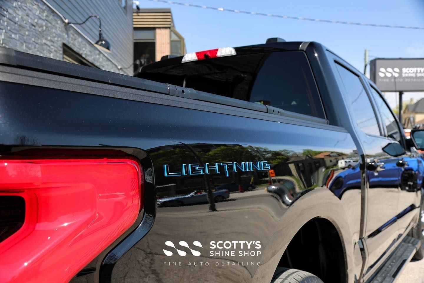 2023 Ford Lightning Paint Correction and Modesta BC-X Ceramic Coating emblem close upLondon, ON