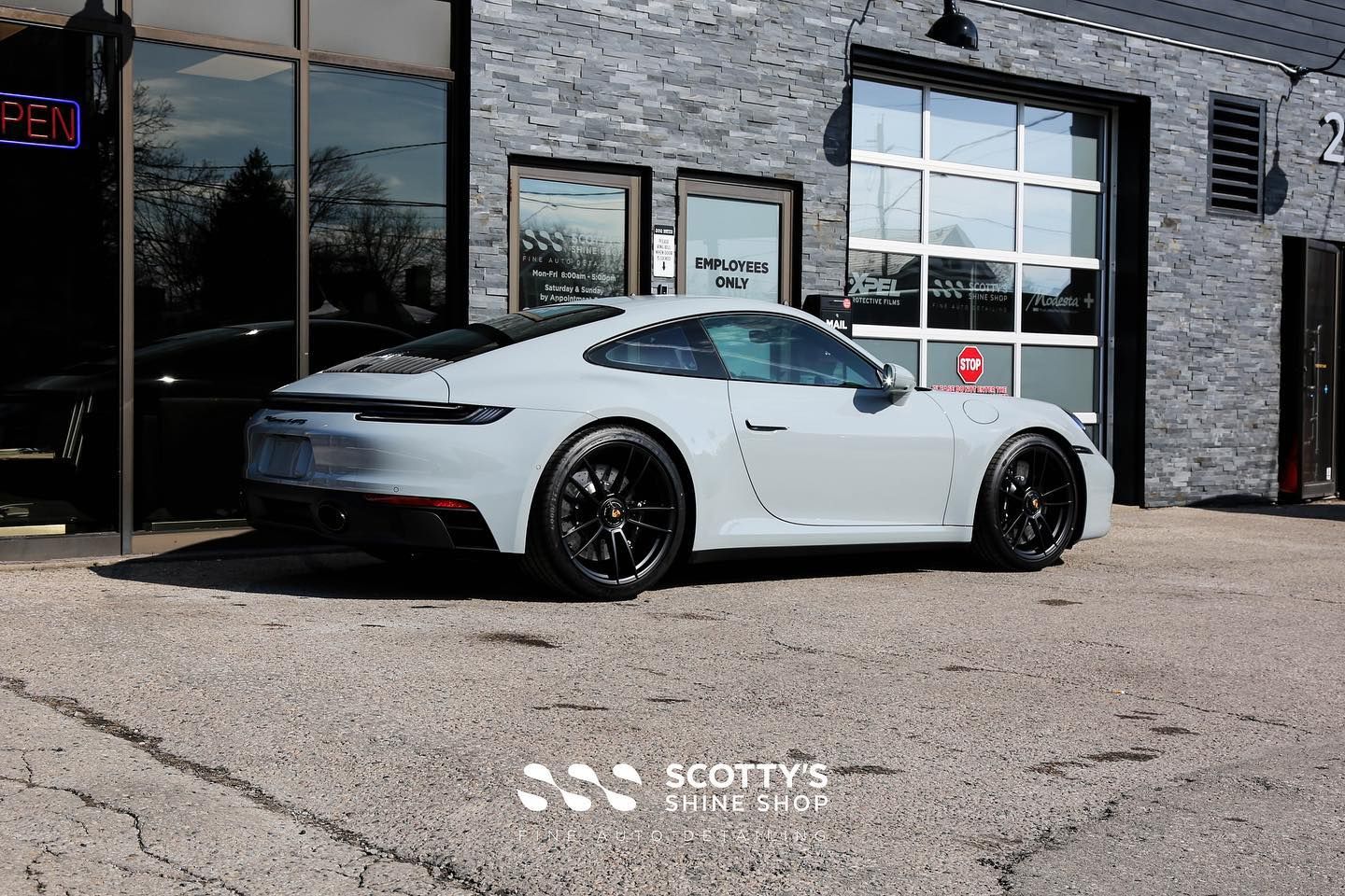 2023 Porsche 911 Carrera 4 GTS Xpel Ultimate Plus PPF, Xpel Prime XR Plus Ceramic Window Tint, Modesta BC-04 Nano-Titanium Glass Coating, Exterior Glass Coating rear view London, ON Canada