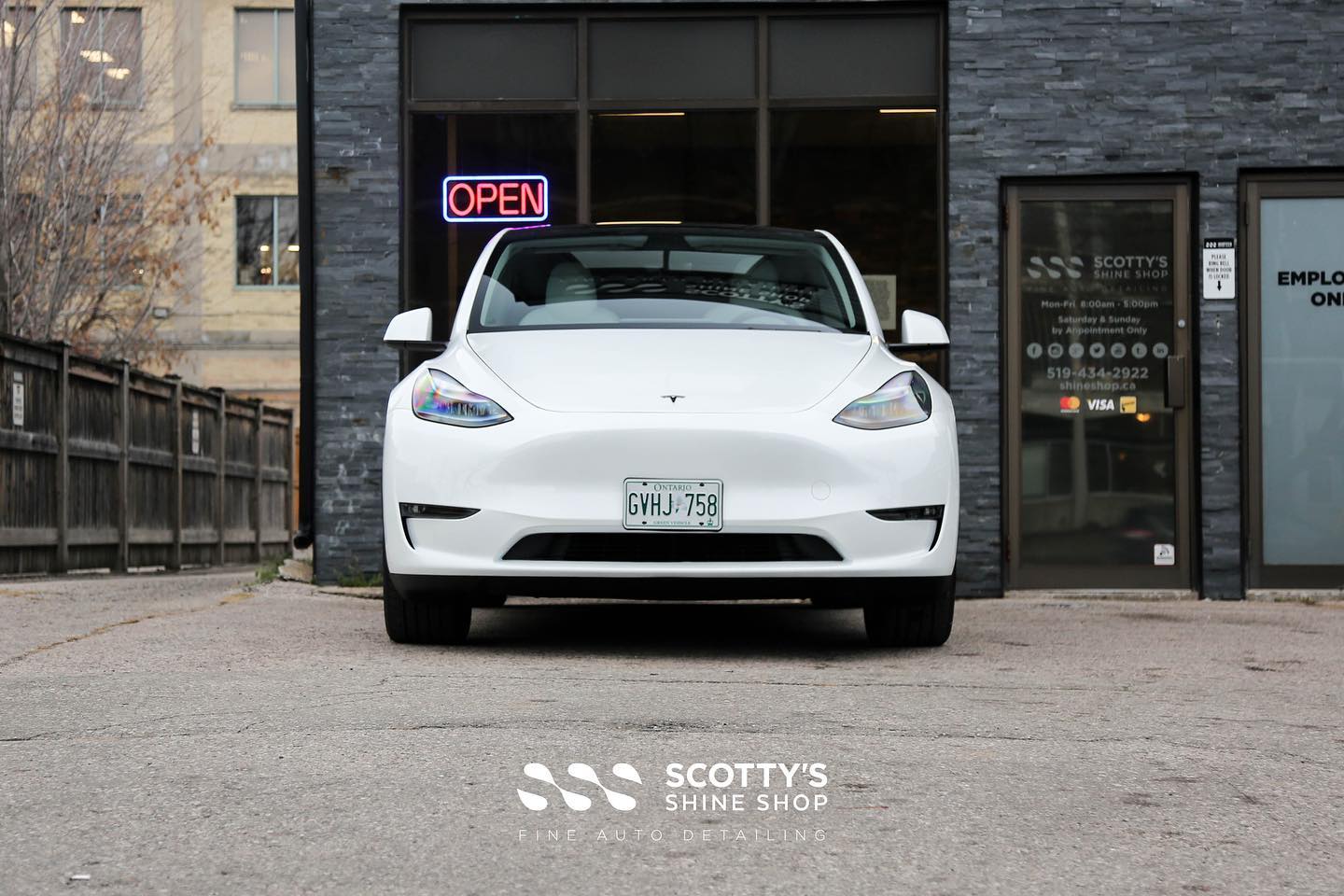 2023 Tesla Model 3 Xpel Ultimate Paint Protection Film and Xpel Prime XR Plus Ceramic Window Tint front end view London, Ont