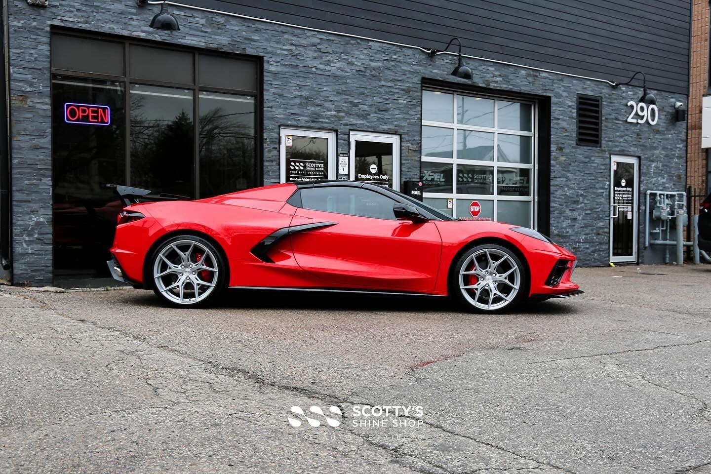 2024 Chevrolet Corvette C8 Convertible Xpel Full Body Paint Protection Film , Custom Vinyl Wrap,, Ceramic Window Film, Ceramic Coating, Glass Coating and Wheel and Caliper Protection side view London, ON
