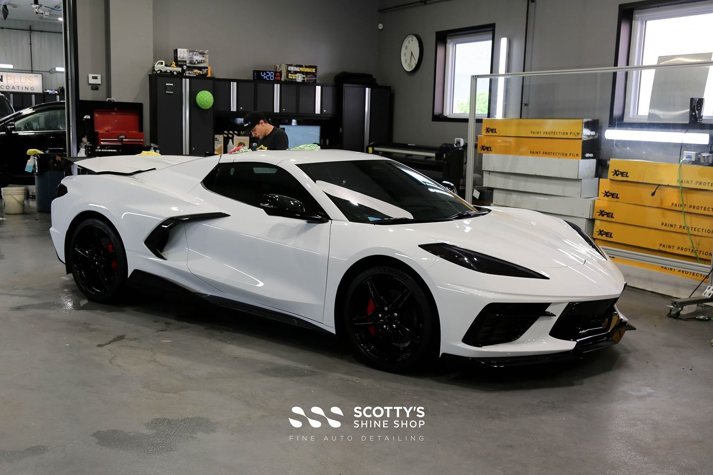Progress continues on this 2024 Chevrolet Corvette C8. Full body protection with paint protection fi